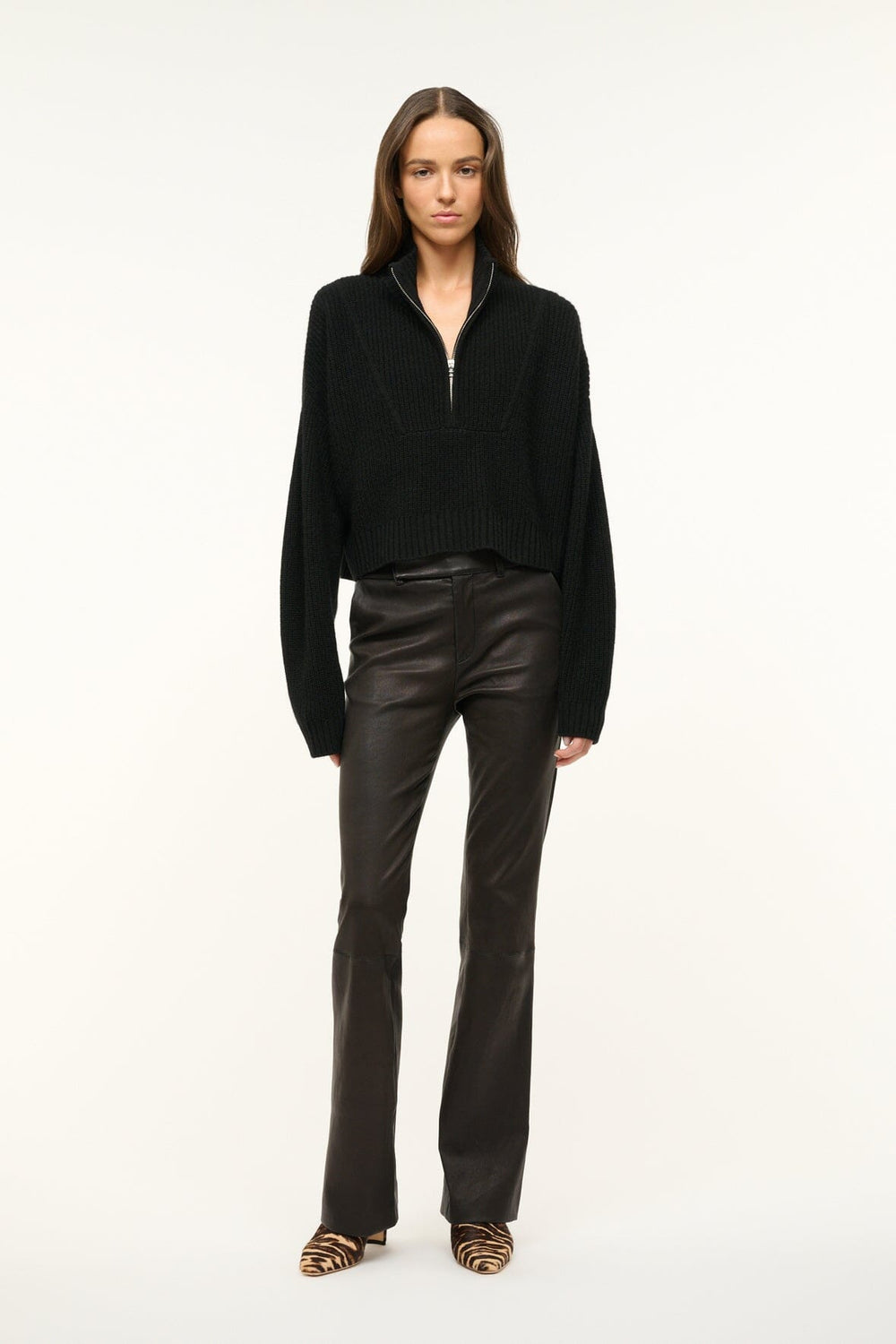 CASHMERE CROPPED HAMPTON SWEATER BLACK