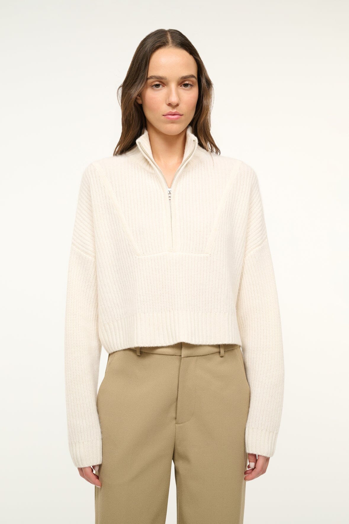 CASHMERE CROPPED HAMPTON SWEATER IVORY