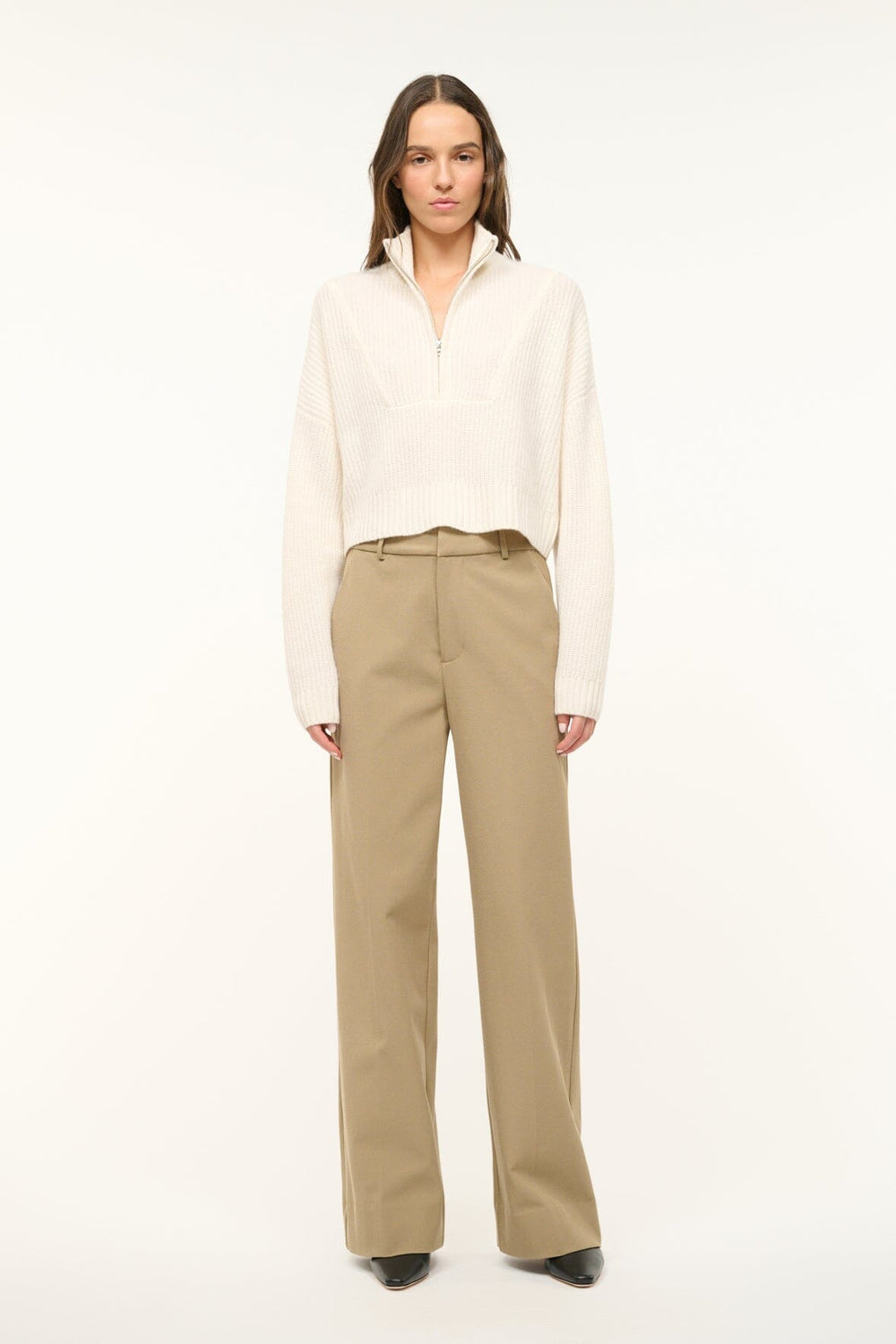 CASHMERE CROPPED HAMPTON SWEATER IVORY