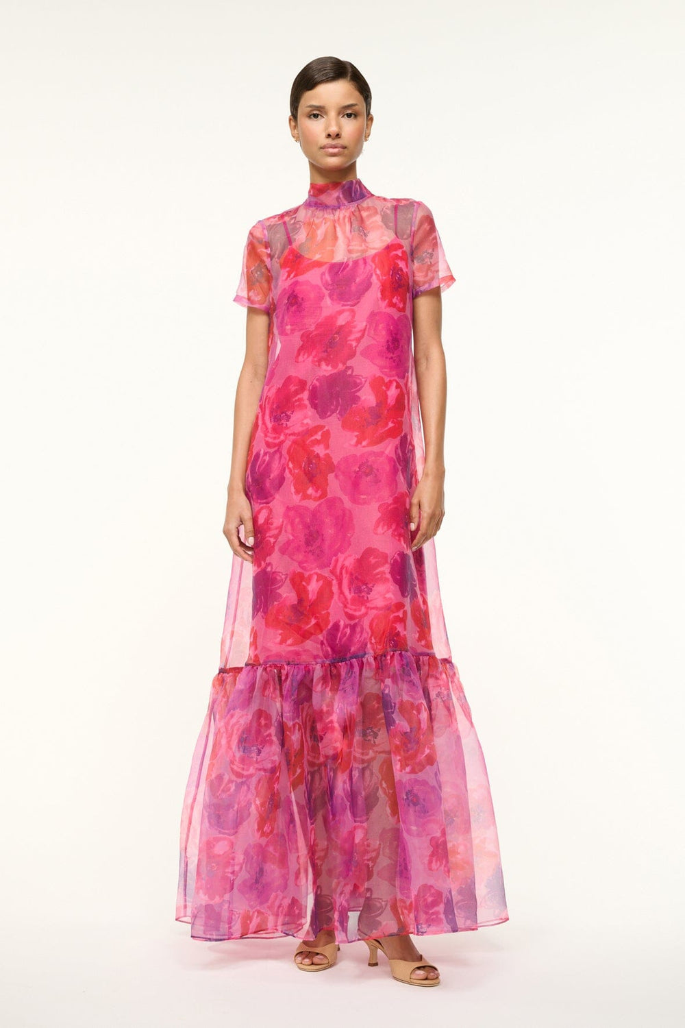 CALLUNA DRESS MAGENTA PAINTED FLORAL