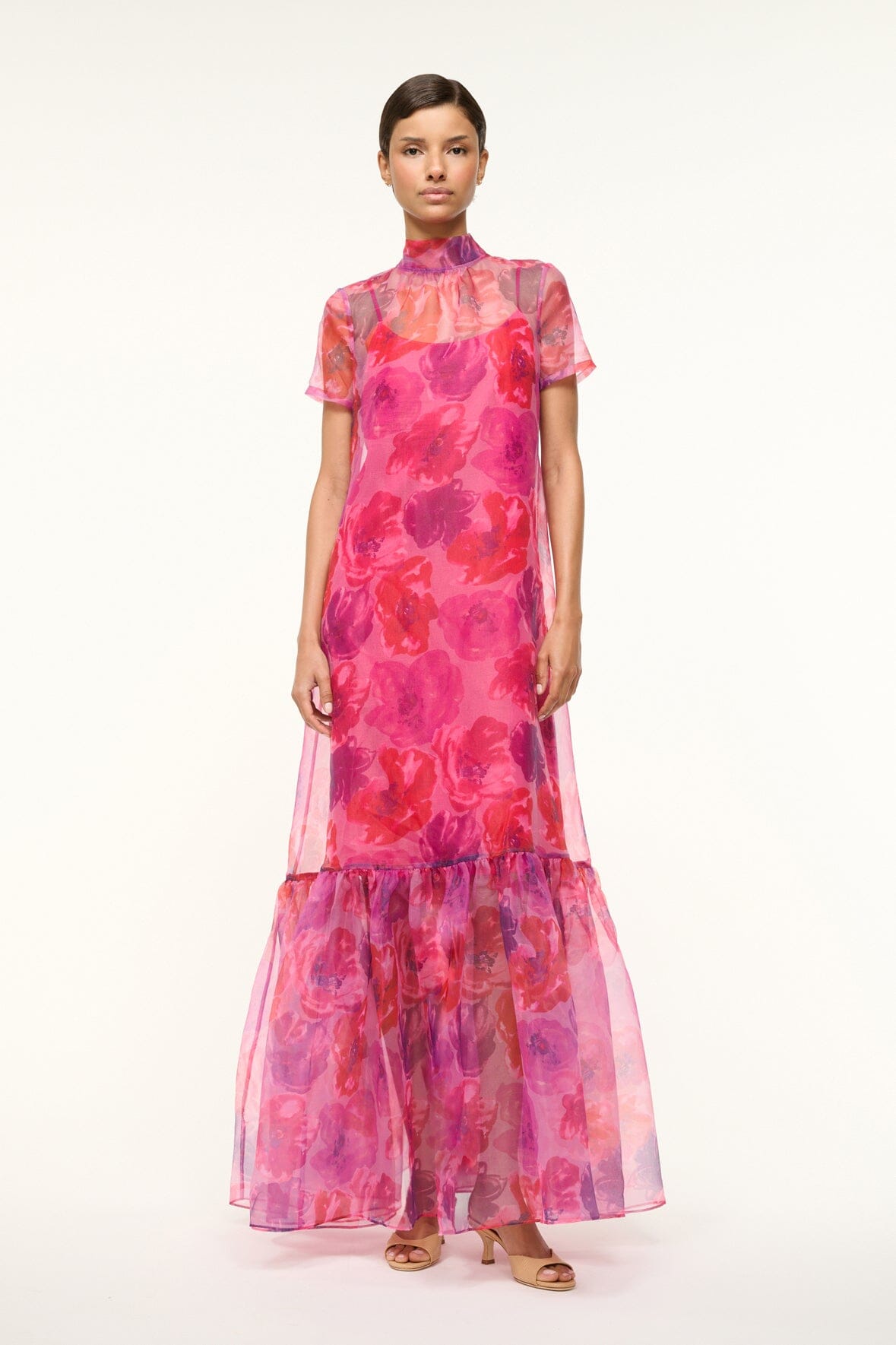 CALLUNA DRESS MAGENTA PAINTED FLORAL
