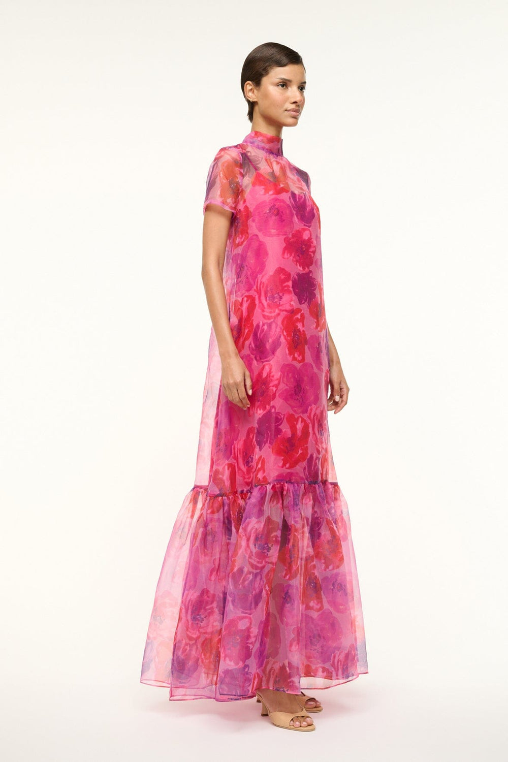 CALLUNA DRESS MAGENTA PAINTED FLORAL
