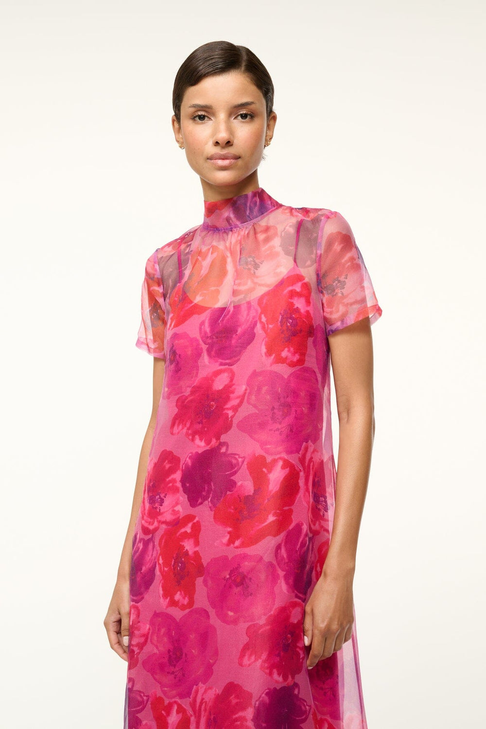 CALLUNA DRESS MAGENTA PAINTED FLORAL