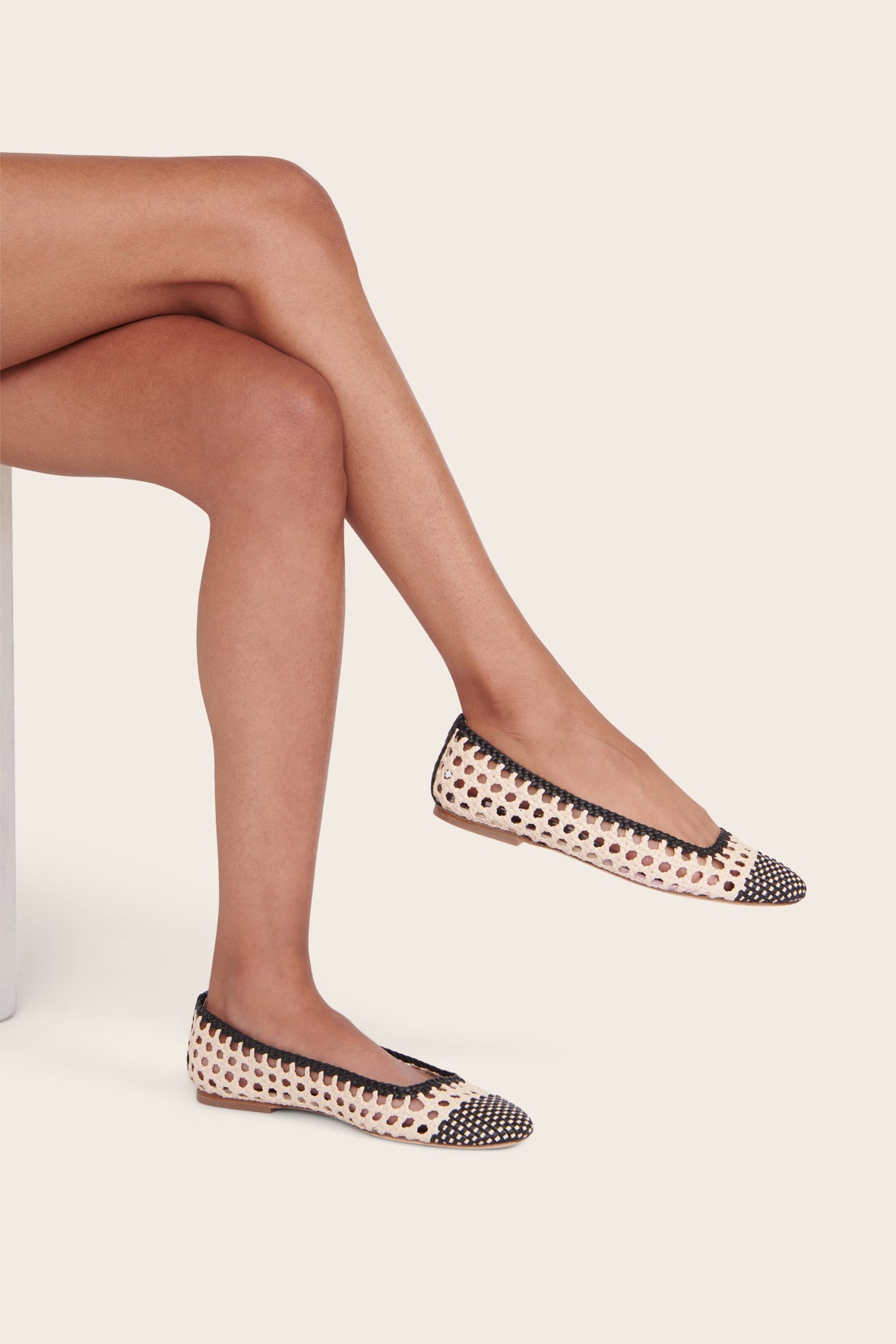 NELL CROCHET BALLERINA CREAM BLACK