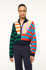 CASHMERE CROPPED HAMPTON SWEATER CABANA STRIPE MULTI