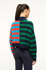 CASHMERE CROPPED HAMPTON SWEATER CABANA STRIPE MULTI