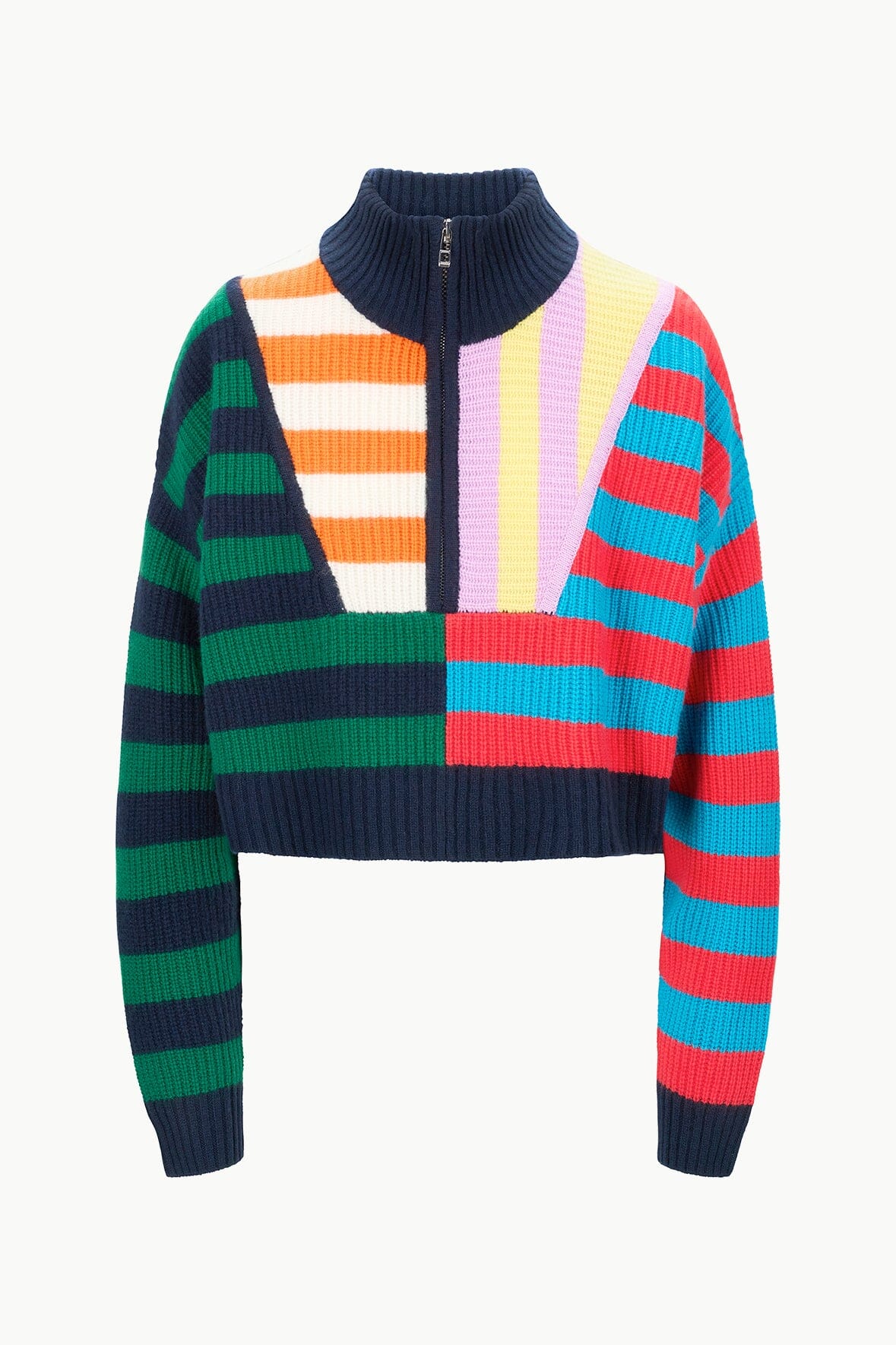CASHMERE CROPPED HAMPTON SWEATER CABANA STRIPE MULTI