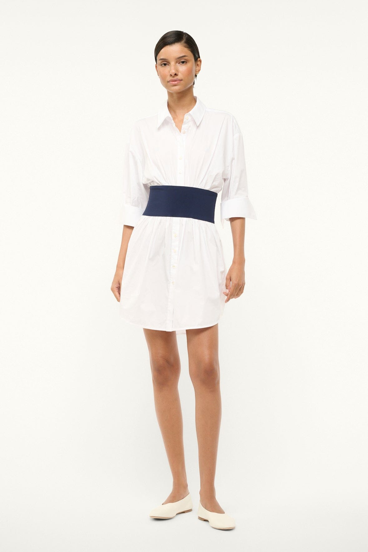 MICHELLE DRESS WHITE NAVY