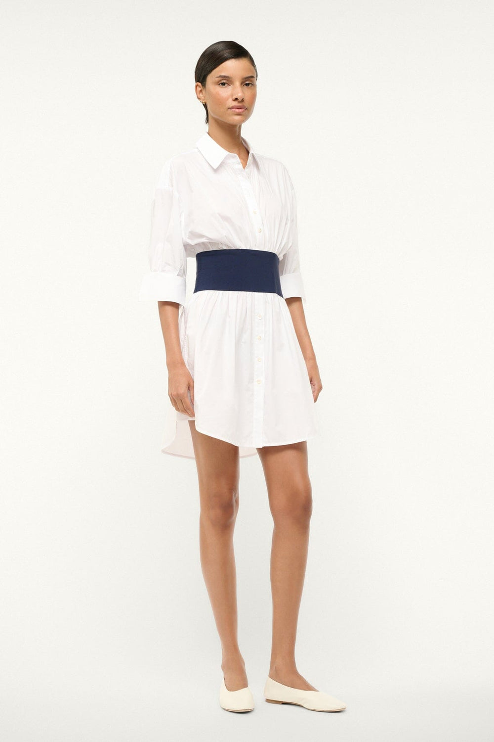 MICHELLE DRESS WHITE NAVY