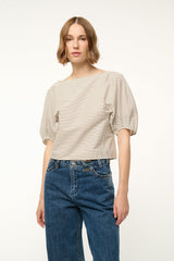 DIDI TOP IVORY DARK OAK MICRO STRIPE
