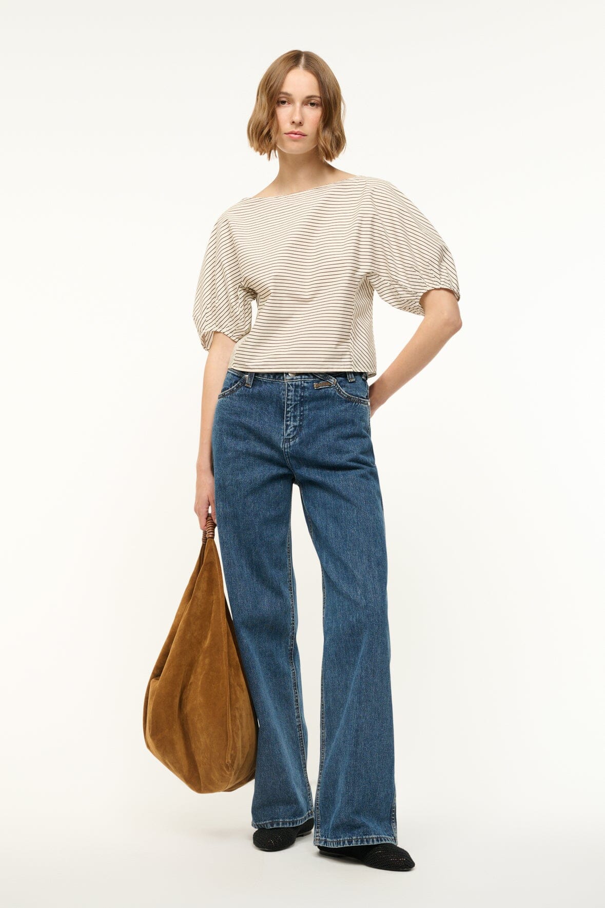 DIDI TOP IVORY DARK OAK MICRO STRIPE