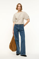 DIDI TOP IVORY DARK OAK MICRO STRIPE