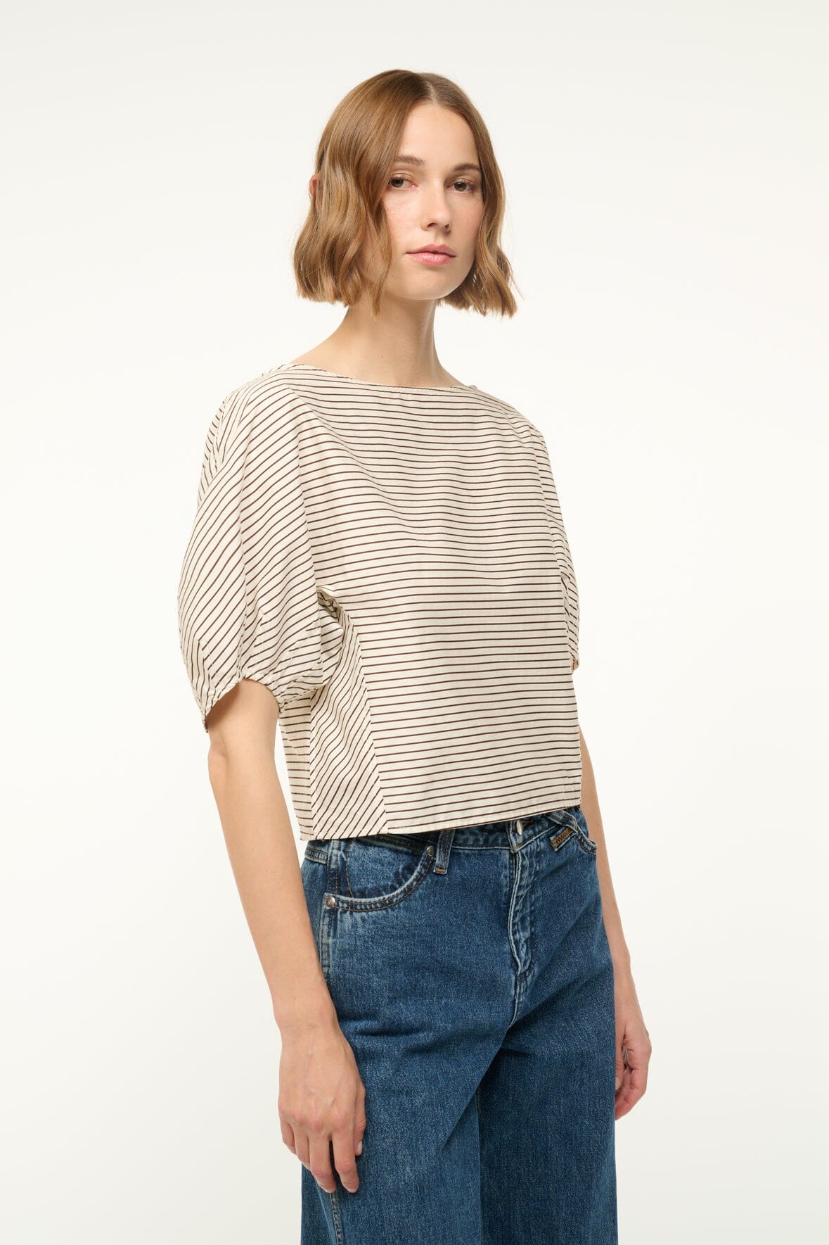DIDI TOP IVORY DARK OAK MICRO STRIPE