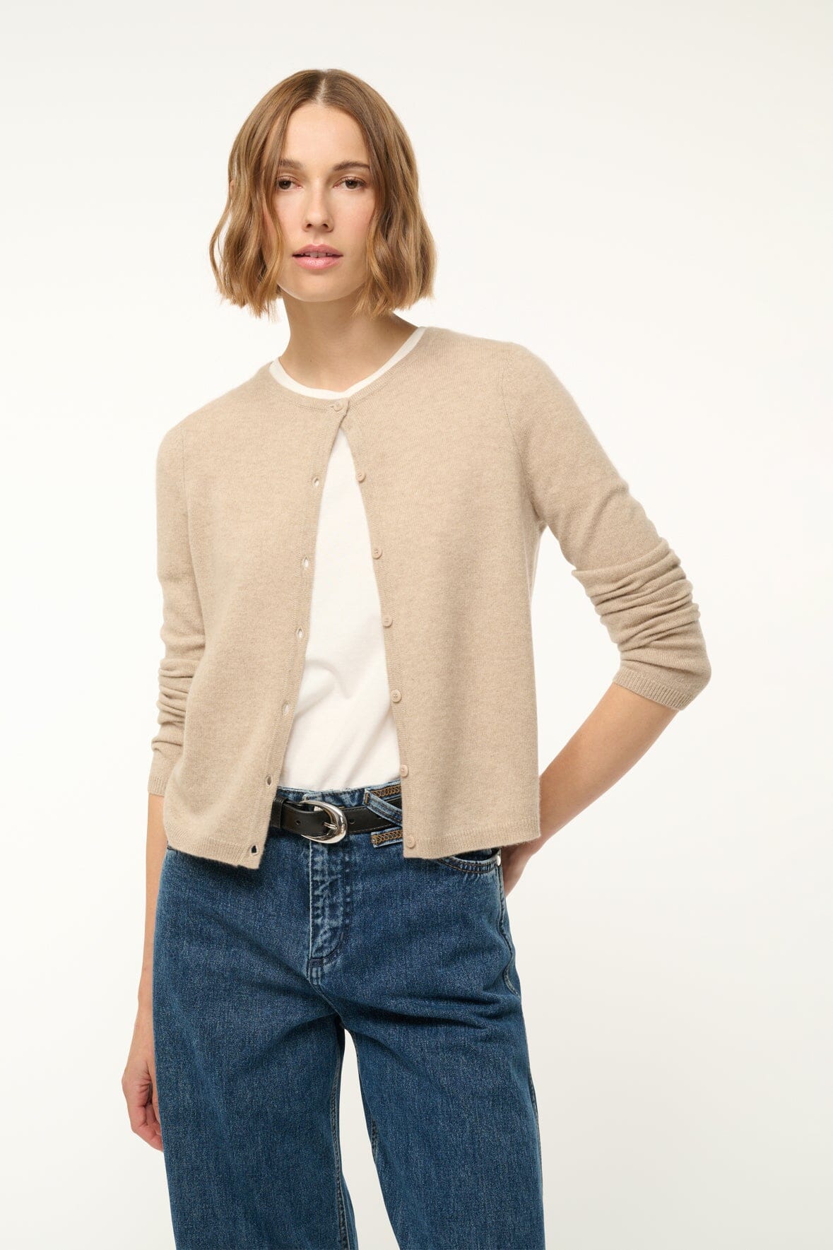 MIDNIGHT CASHMERE CARDIGAN STONE