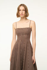 WYLIE DRESS DARK OAK MICRO STRIPE