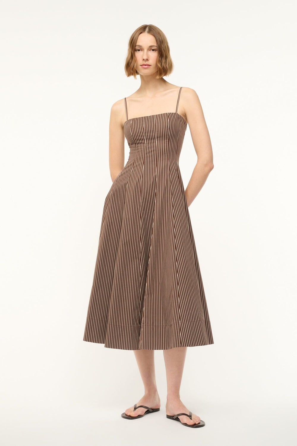 WYLIE DRESS DARK OAK MICRO STRIPE