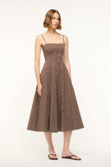 WYLIE DRESS DARK OAK MICRO STRIPE