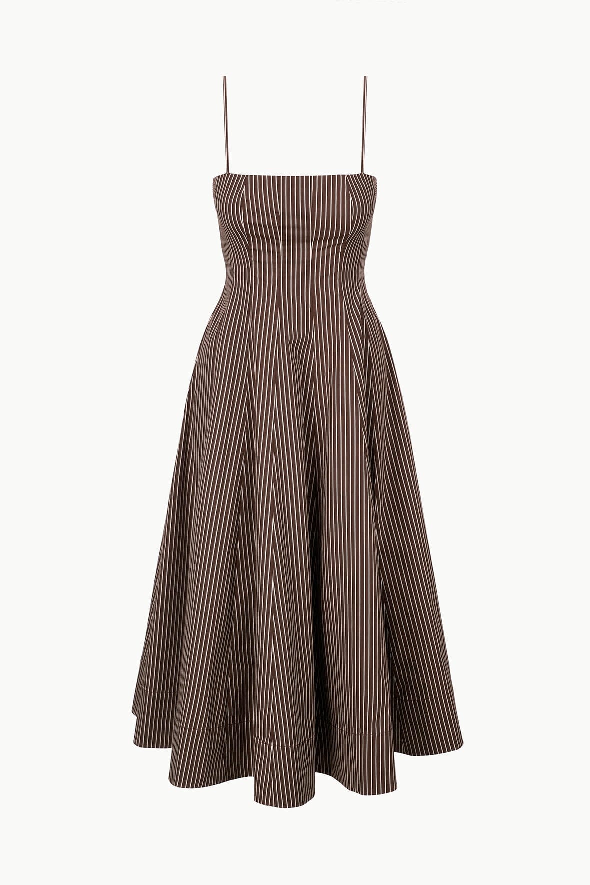 WYLIE DRESS DARK OAK MICRO STRIPE
