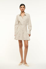 ROCCO MINI DRESS IVORY DARK OAK MICRO STRIPE