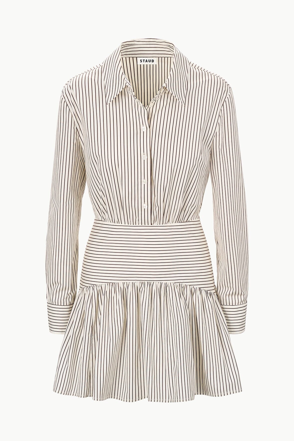 ROCCO MINI DRESS IVORY DARK OAK MICRO STRIPE