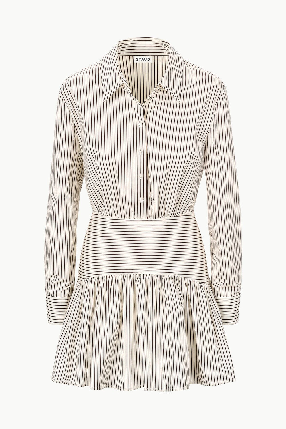 ROCCO MINI DRESS IVORY DARK OAK MICRO STRIPE