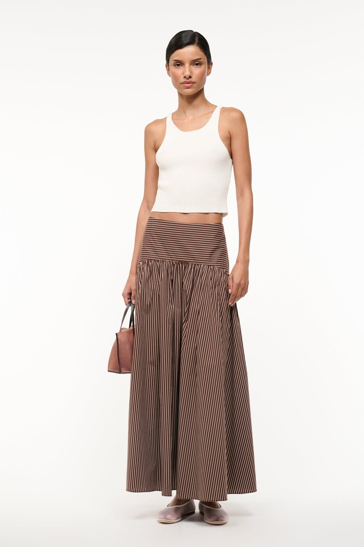 PROCIDA SKIRT DARK OAK MICRO STRIPE