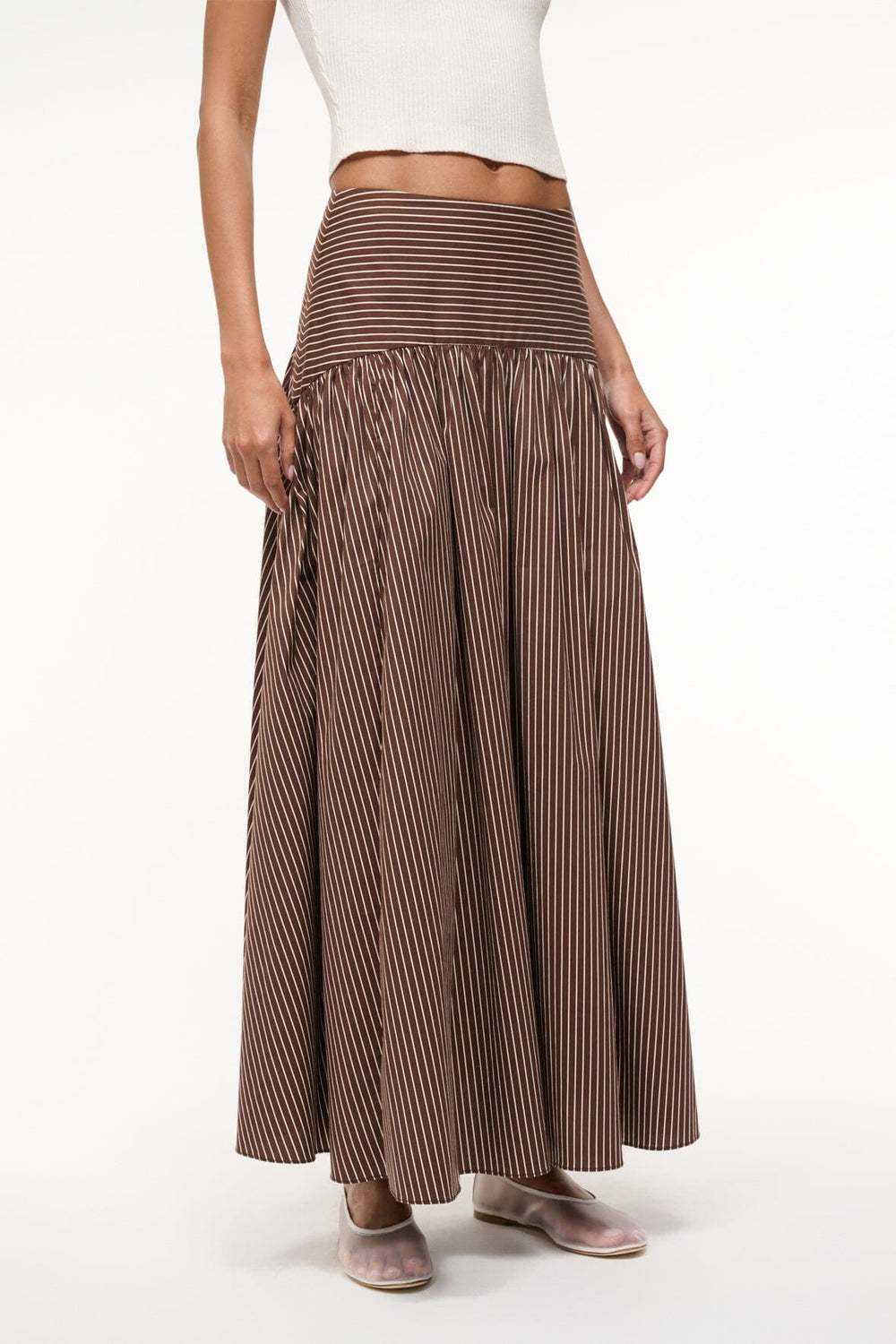 PROCIDA SKIRT DARK OAK MICRO STRIPE