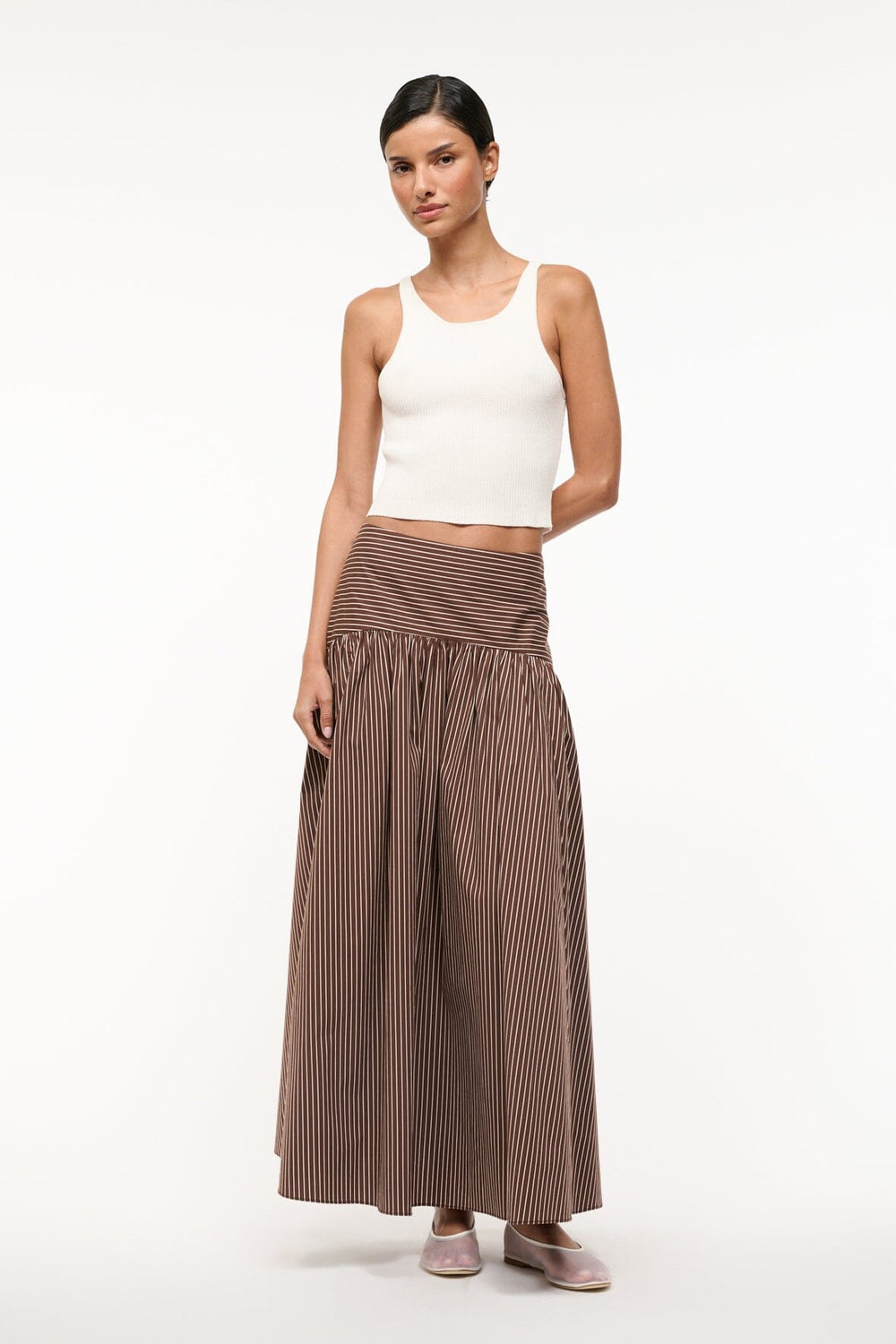 PROCIDA SKIRT DARK OAK MICRO STRIPE
