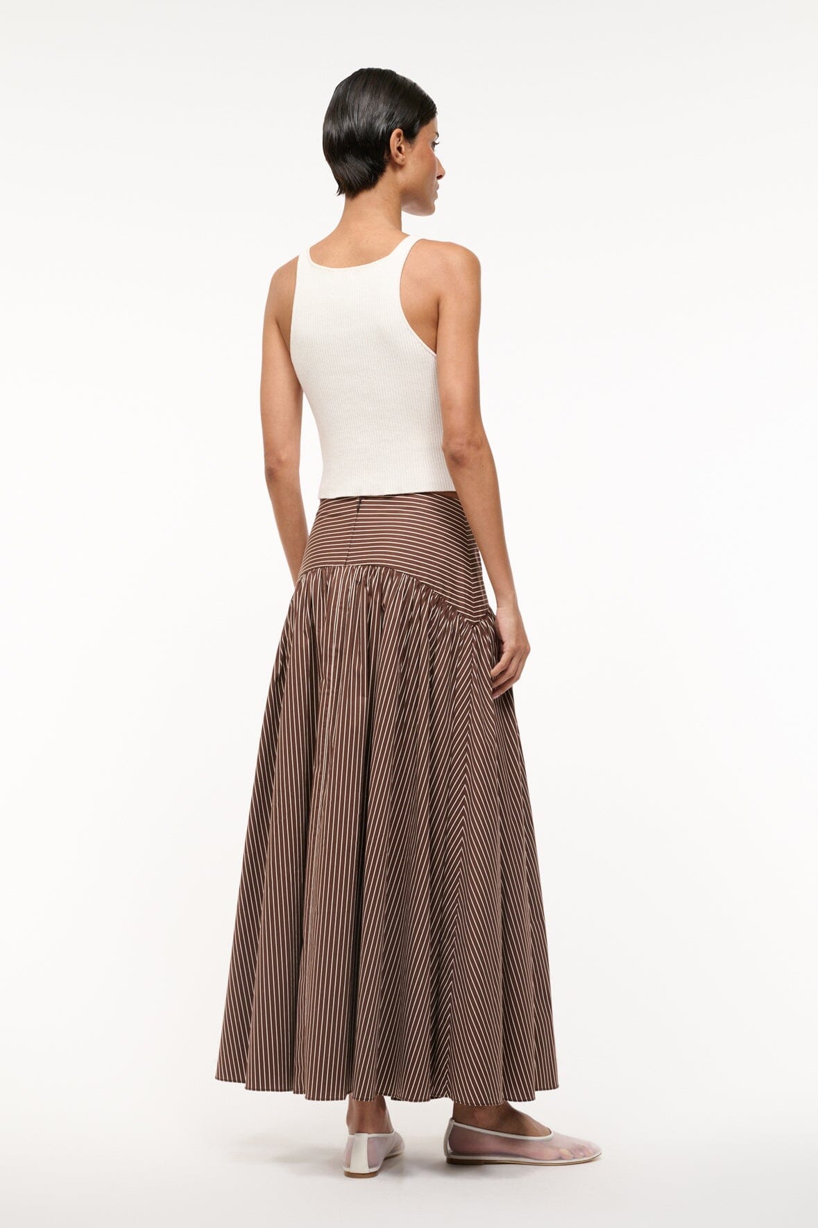 PROCIDA SKIRT DARK OAK MICRO STRIPE