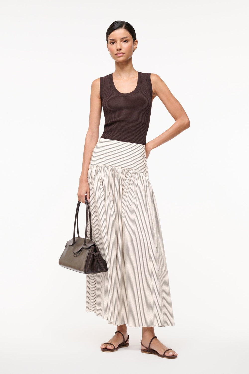 PROCIDA SKIRT IVORY DARK OAK MICRO STRIPE