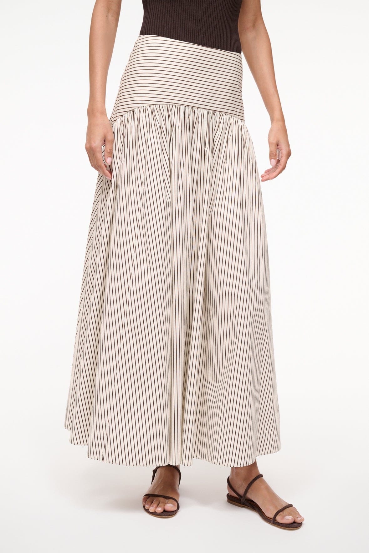 PROCIDA SKIRT IVORY DARK OAK MICRO STRIPE