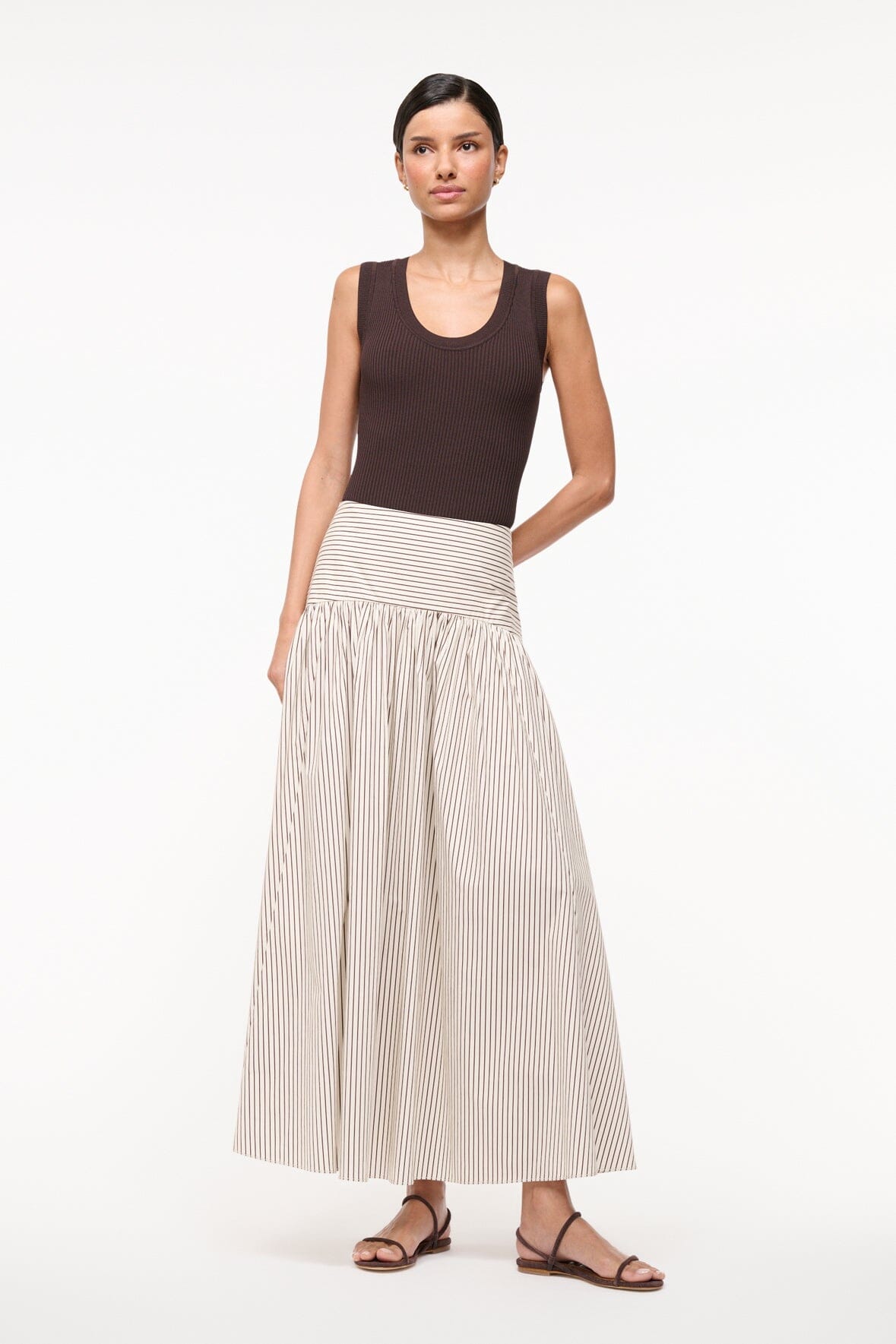 PROCIDA SKIRT IVORY DARK OAK MICRO STRIPE