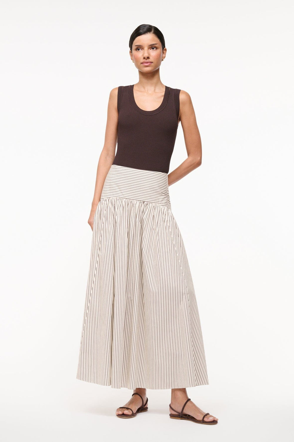 PROCIDA SKIRT IVORY DARK OAK MICRO STRIPE