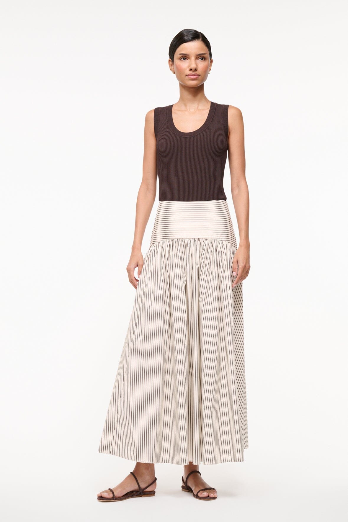 PROCIDA SKIRT IVORY DARK OAK MICRO STRIPE