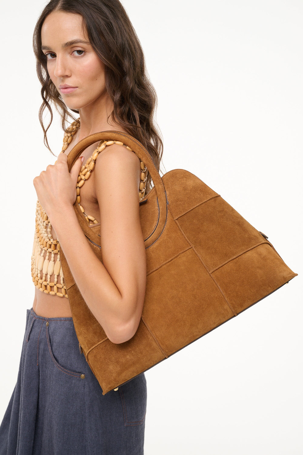 NAOMI SATCHEL TAN SUEDE