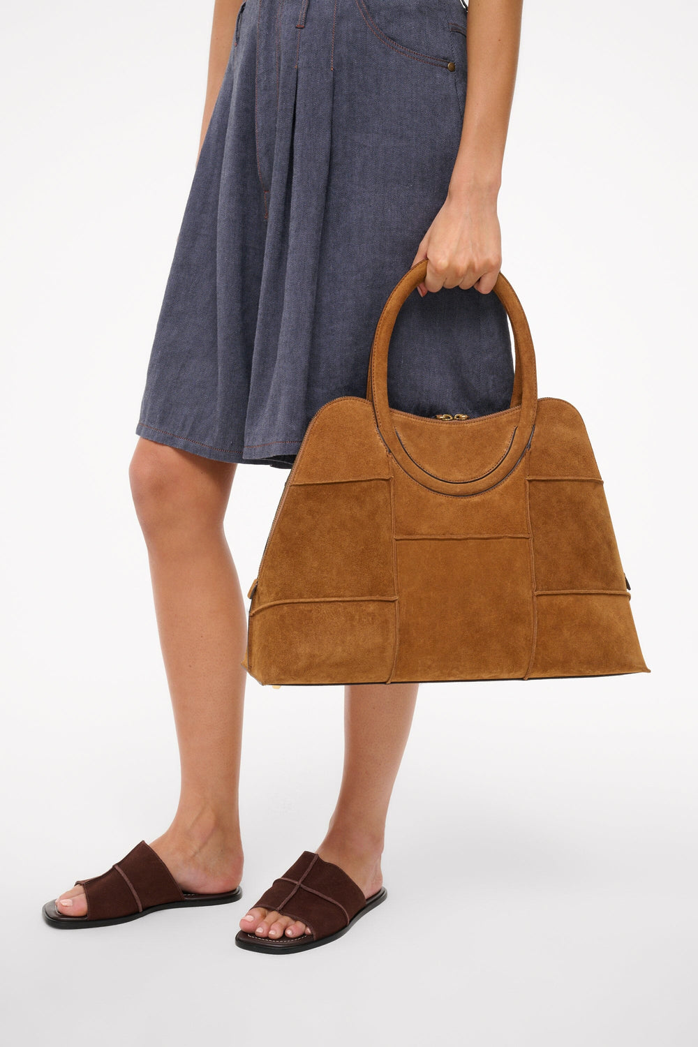 NAOMI SATCHEL TAN SUEDE