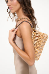 TIMMY CONVERTIBLE SHOULDER BAG NATURAL WOOD BEADS