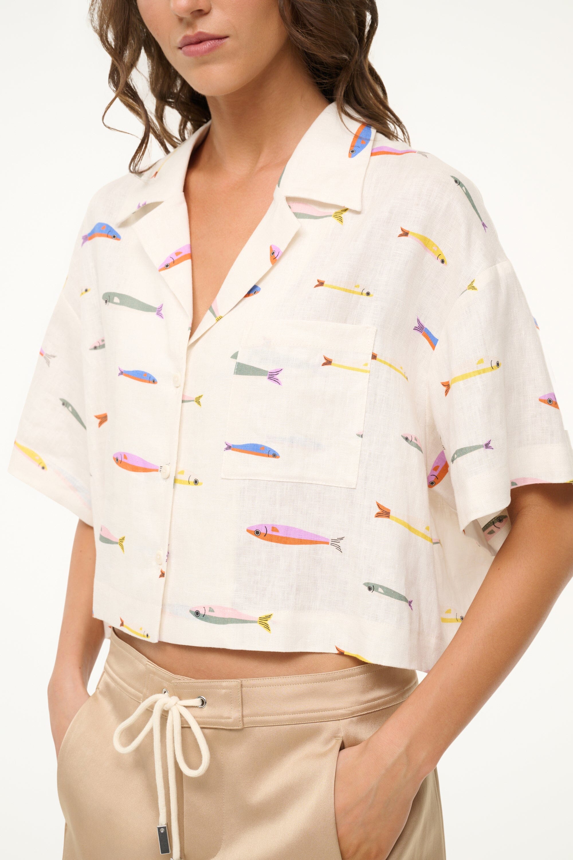 DAYA LINEN TOP POP SARDINES IVORY