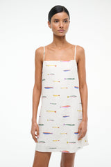 LAURA LINEN MINI DRESS POP SARDINES IVORY