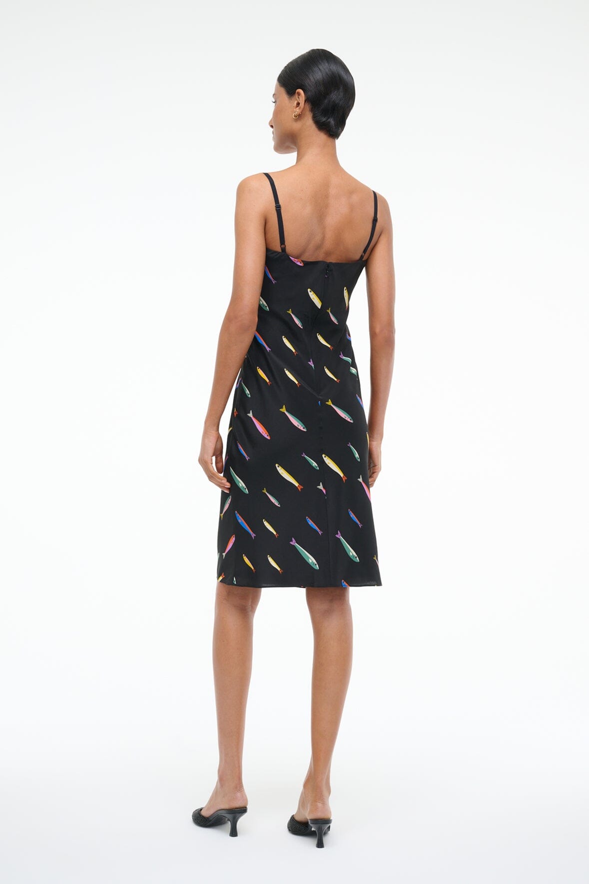 EVANGELINE SILK DRESS POP SARDINES BLACK