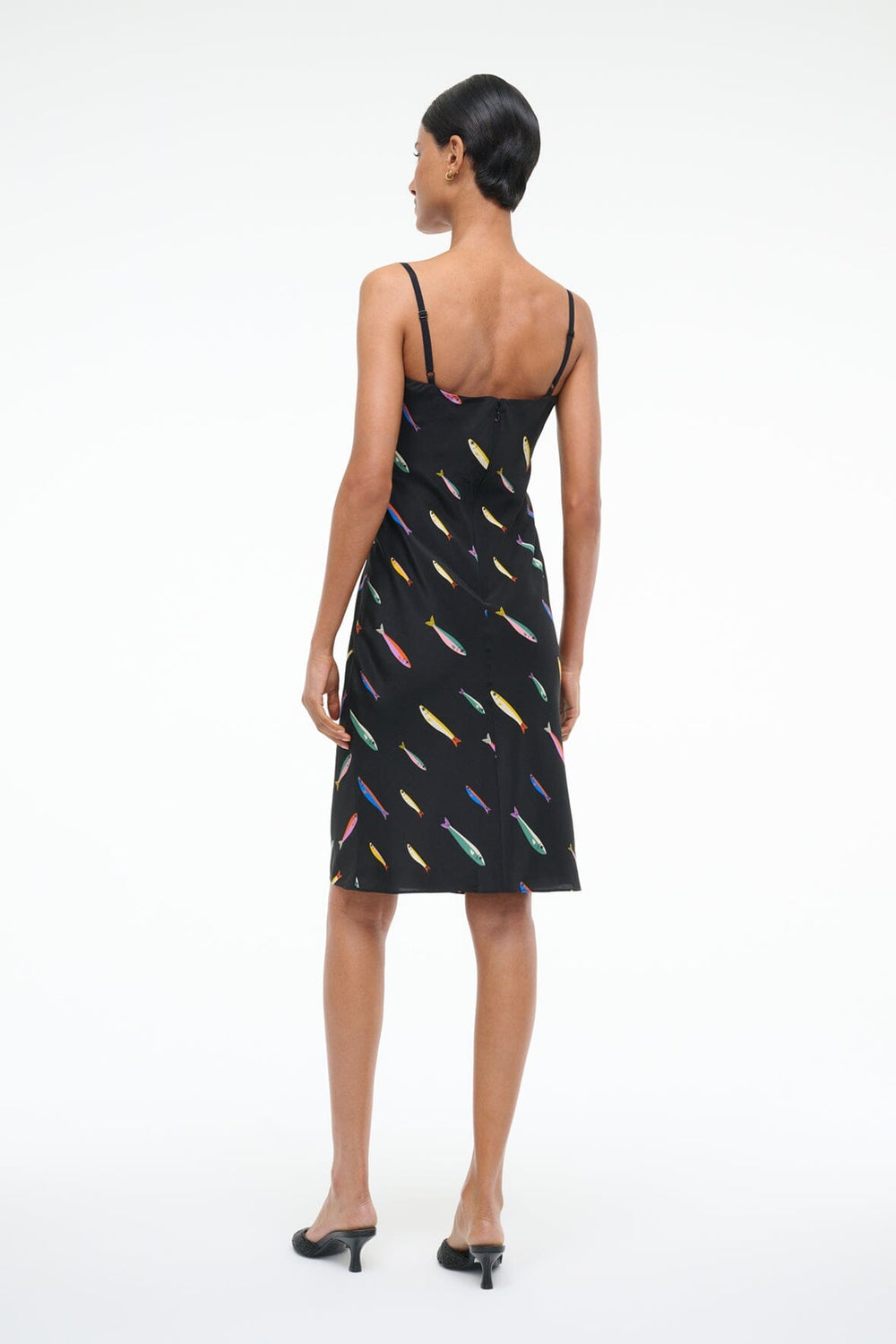 EVANGELINE SILK DRESS POP SARDINES BLACK