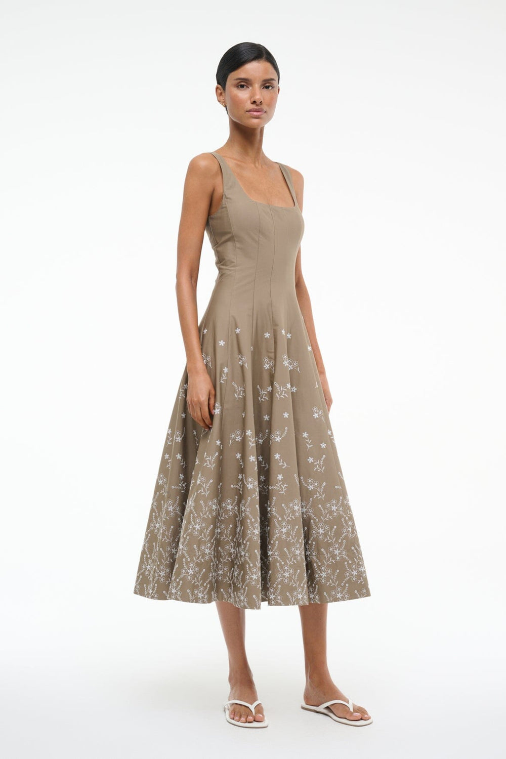 WELLS DRESS TAUPE EMBROIDERY