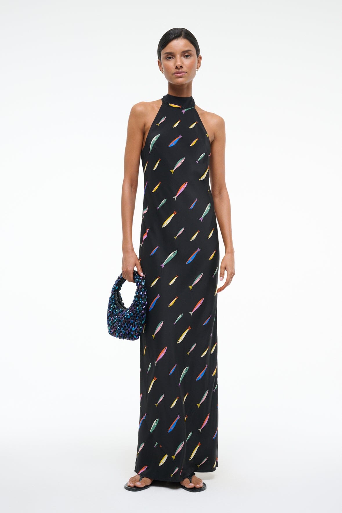 WINNIE SILK DRESS POP SARDINES BLACK
