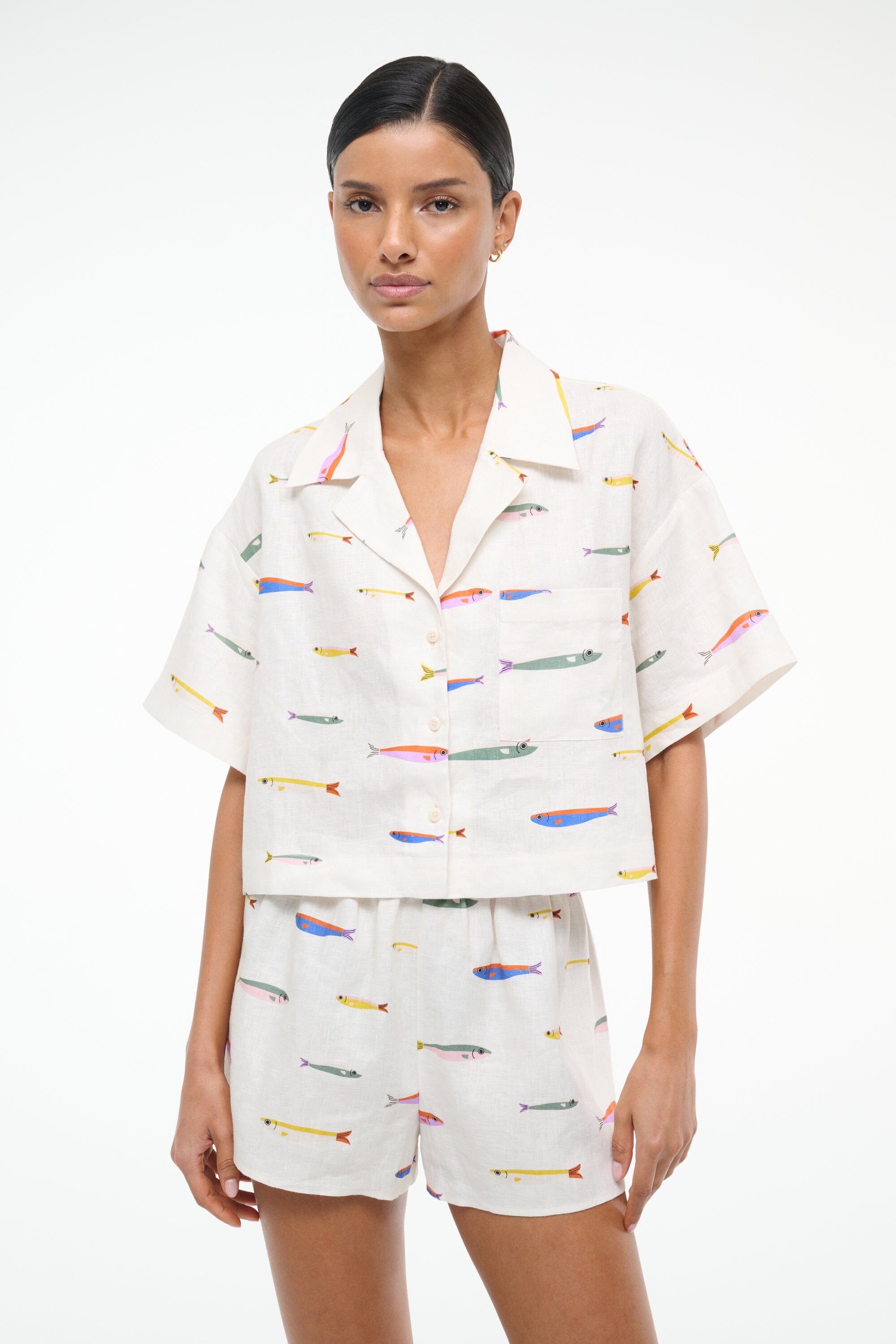 PADDLE LINEN SHORT POP SARDINES IVORY