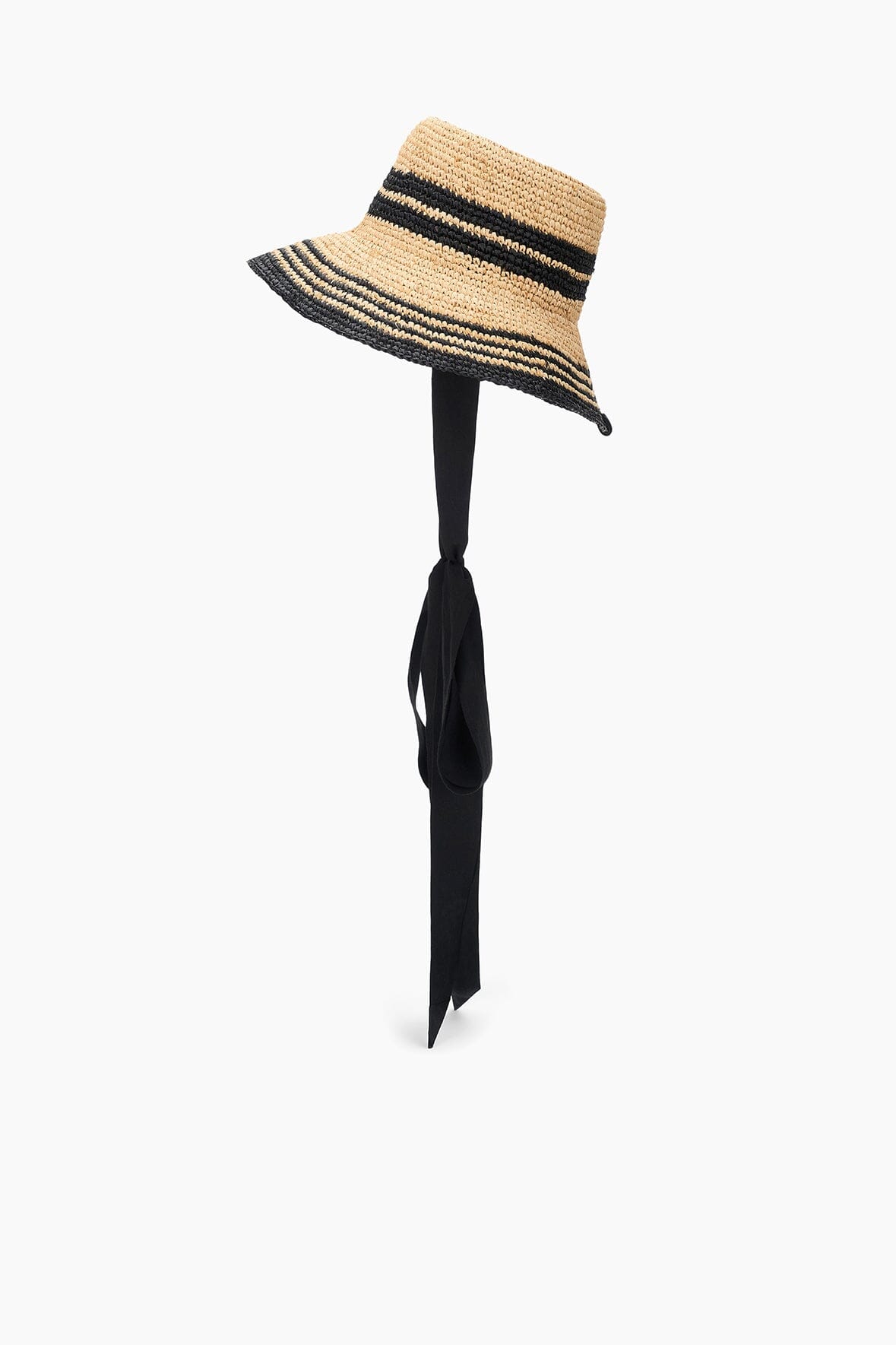 RITA RIBBON HAT NATURAL/BLACK