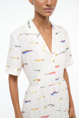 MERYL LINEN DRESS POP SARDINES IVORY