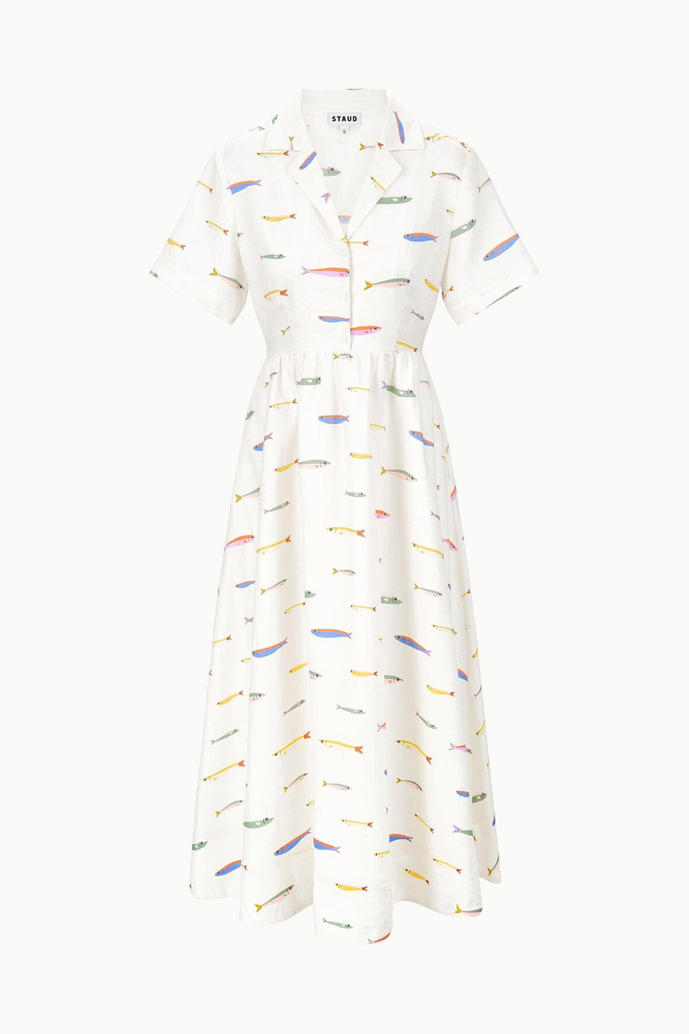MERYL LINEN DRESS POP SARDINES IVORY