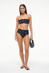 DEVON HIGH RISE BIKINI BOTTOM POP SARDINES BLACK