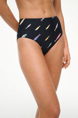 DEVON HIGH RISE BIKINI BOTTOM POP SARDINES BLACK