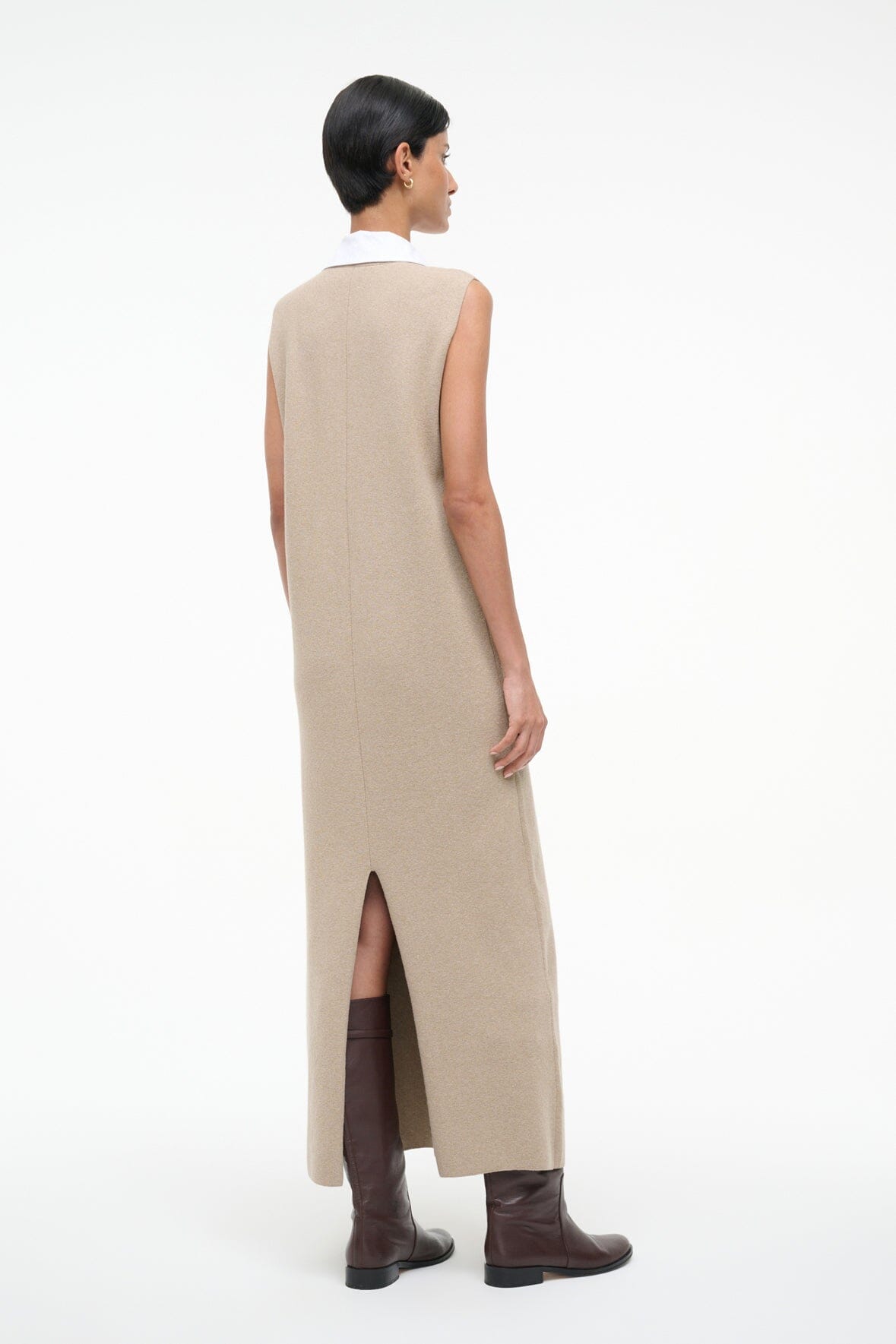 LESLIE DRESS SAND/WHITE